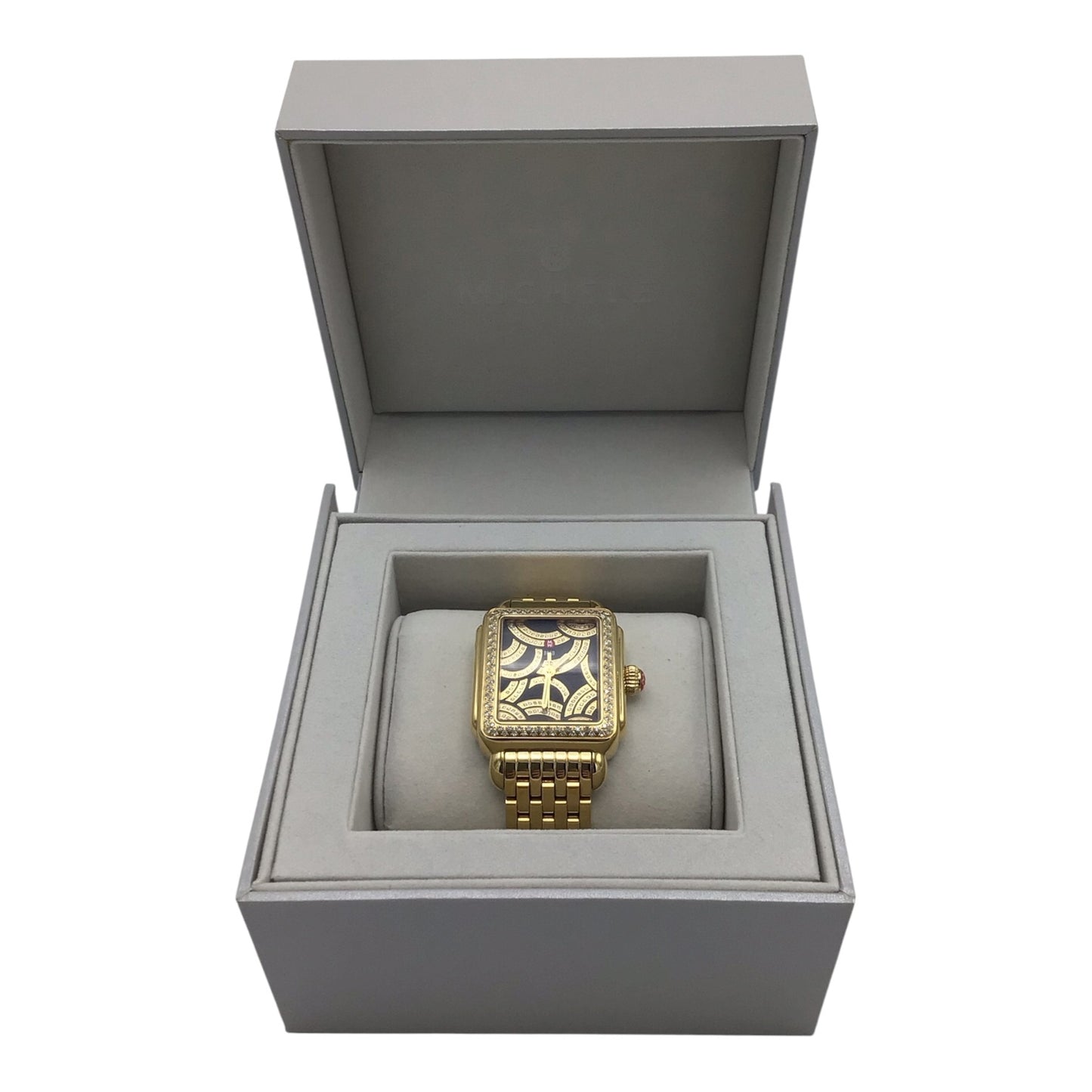 Michele Deco Watch Gold with Black and Gold Dial