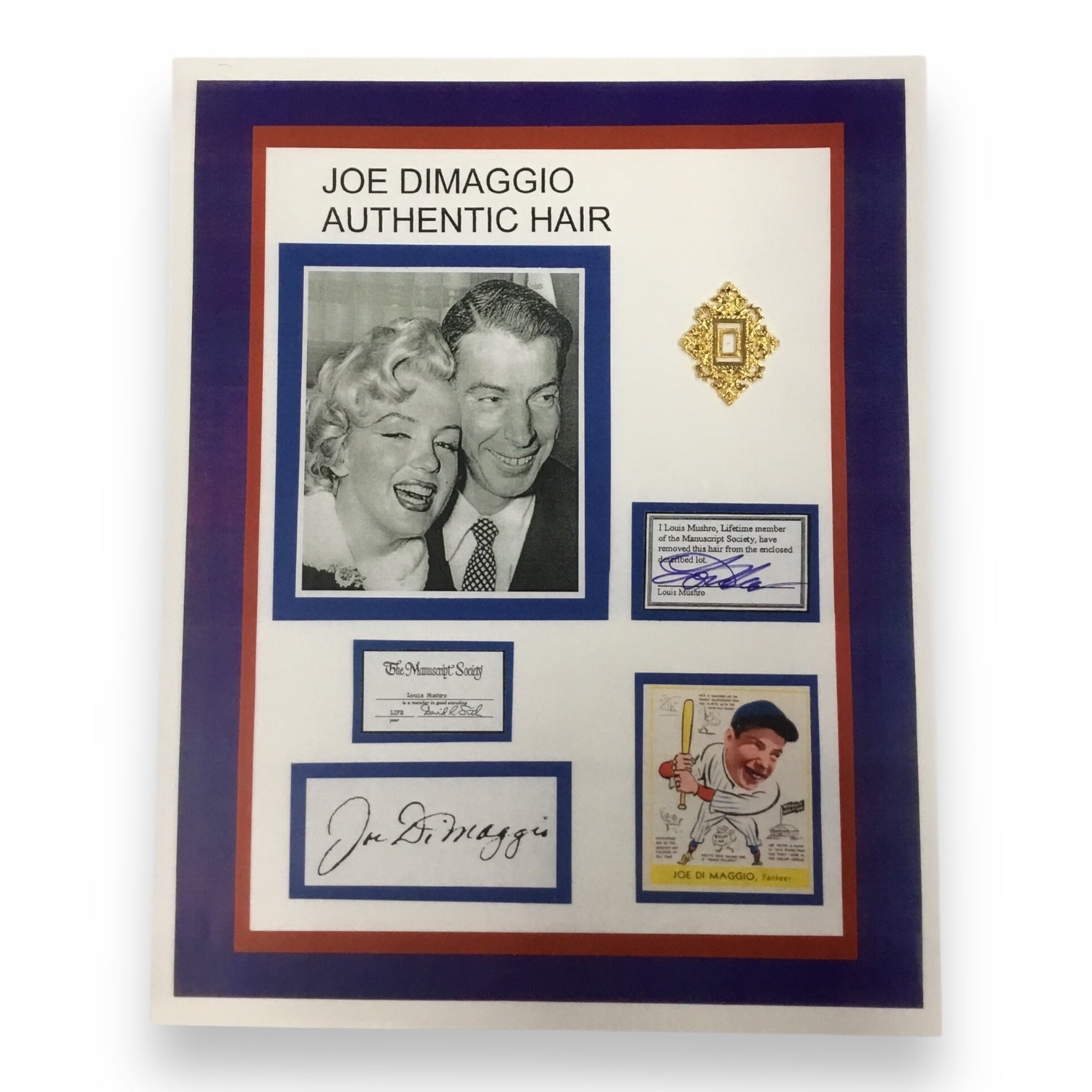 Joe Dimaggio Hair Clipping with COA