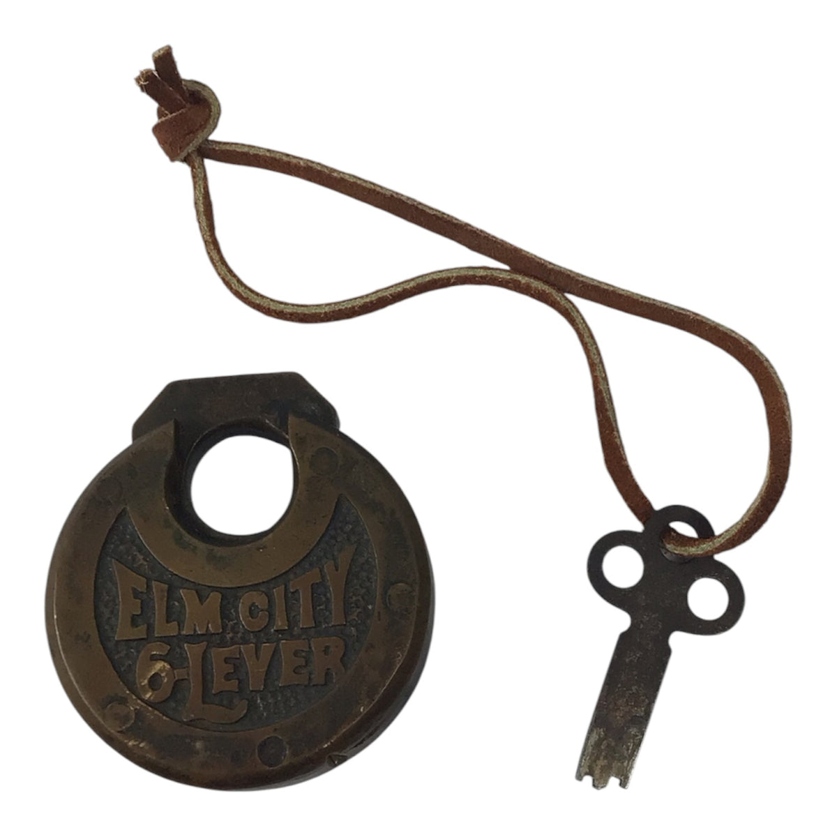 Antique Elm City 6-Lever Pancake Padlock w/ Key
