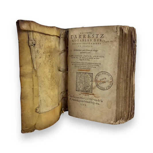 1st Edition - "D'Arrestz Notables des Courts Sovveraines de France"(Paris, 1568)