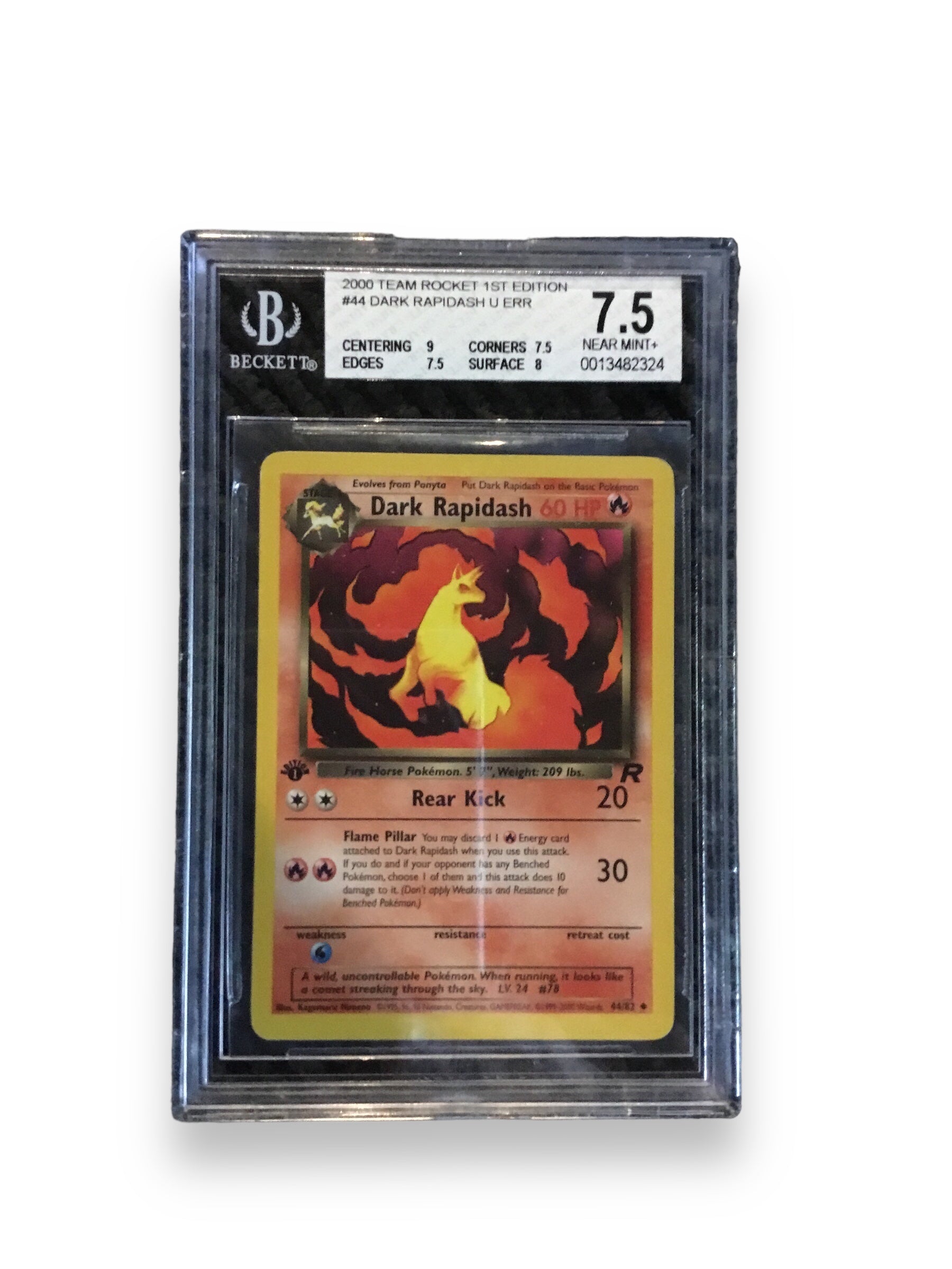 2000 Team Rocket 1st Edition #44 Dark Rapidash U Error Graded Beckett 7.5