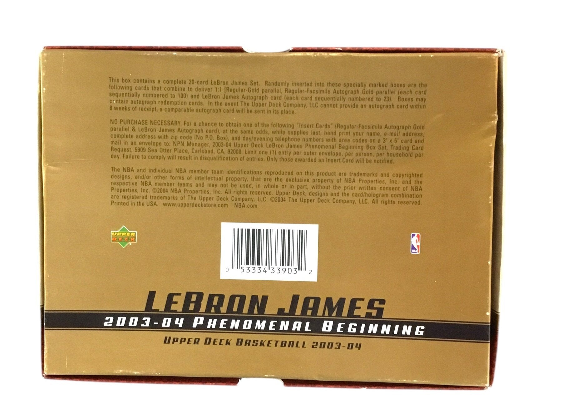 2003-04 Upper Deck LeBron James Phenomenal Beginnings 20-Card Set Box Plus 1 #9 Gold Card