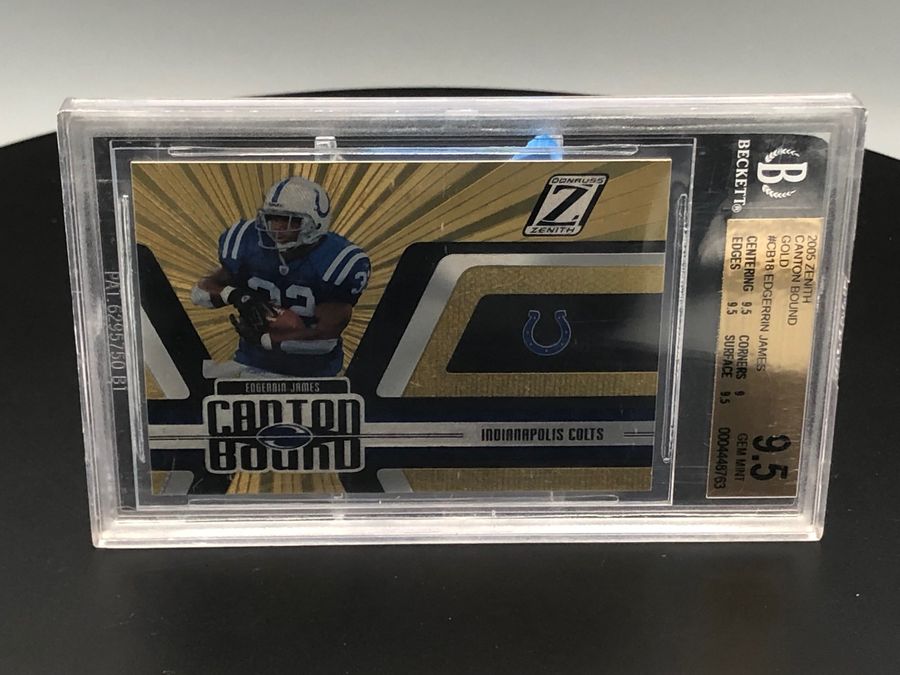 2005 Donruss Zenith Edgerrin James Canton Bound Gold 19/100 BGS 9.5 Colts #CB-18