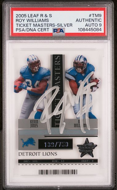 2005 Leaf R & S Ticket Masters Silver /750 Roy Williams RC Auth Auto PSA 9 Pop 1! - 108445084