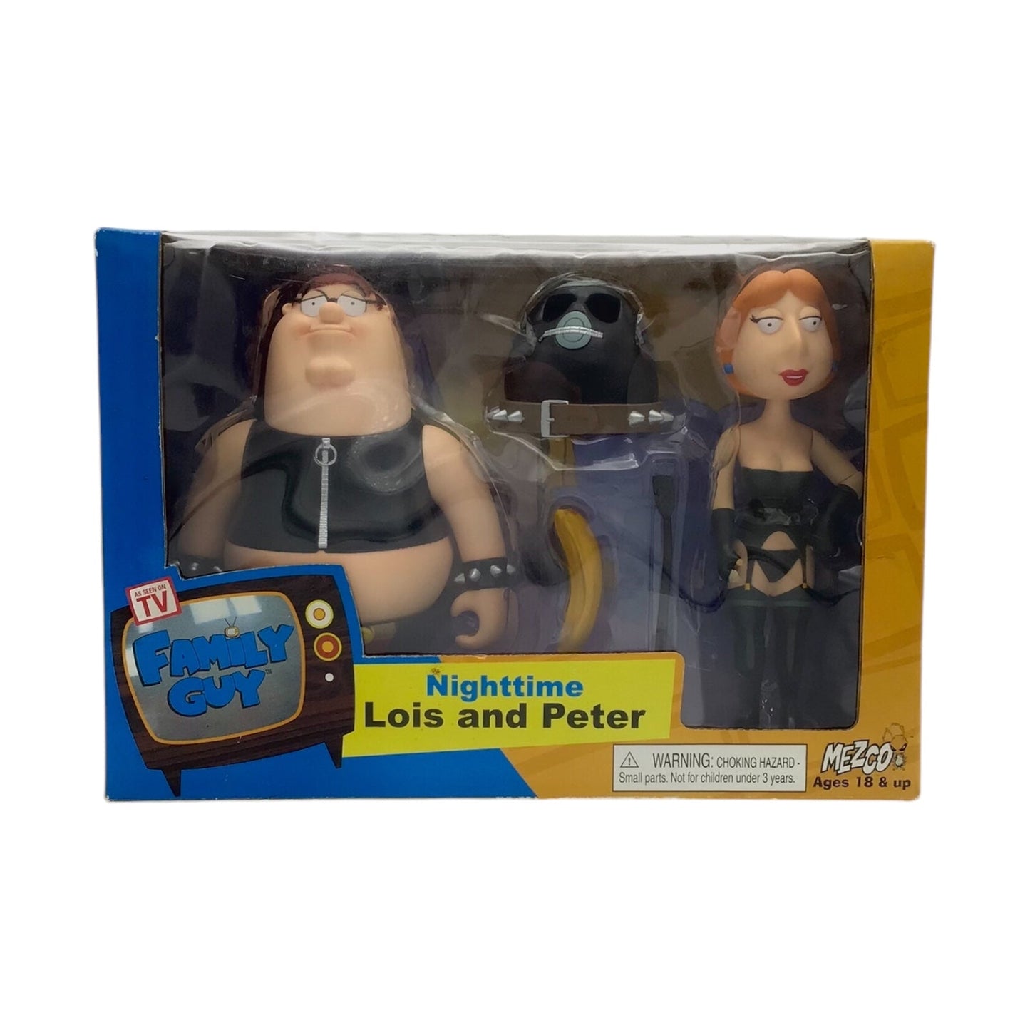 2005 MEZCO FAMILY GUY NIGHTTIME LOIS AND PETER ACTION FIGURE SET