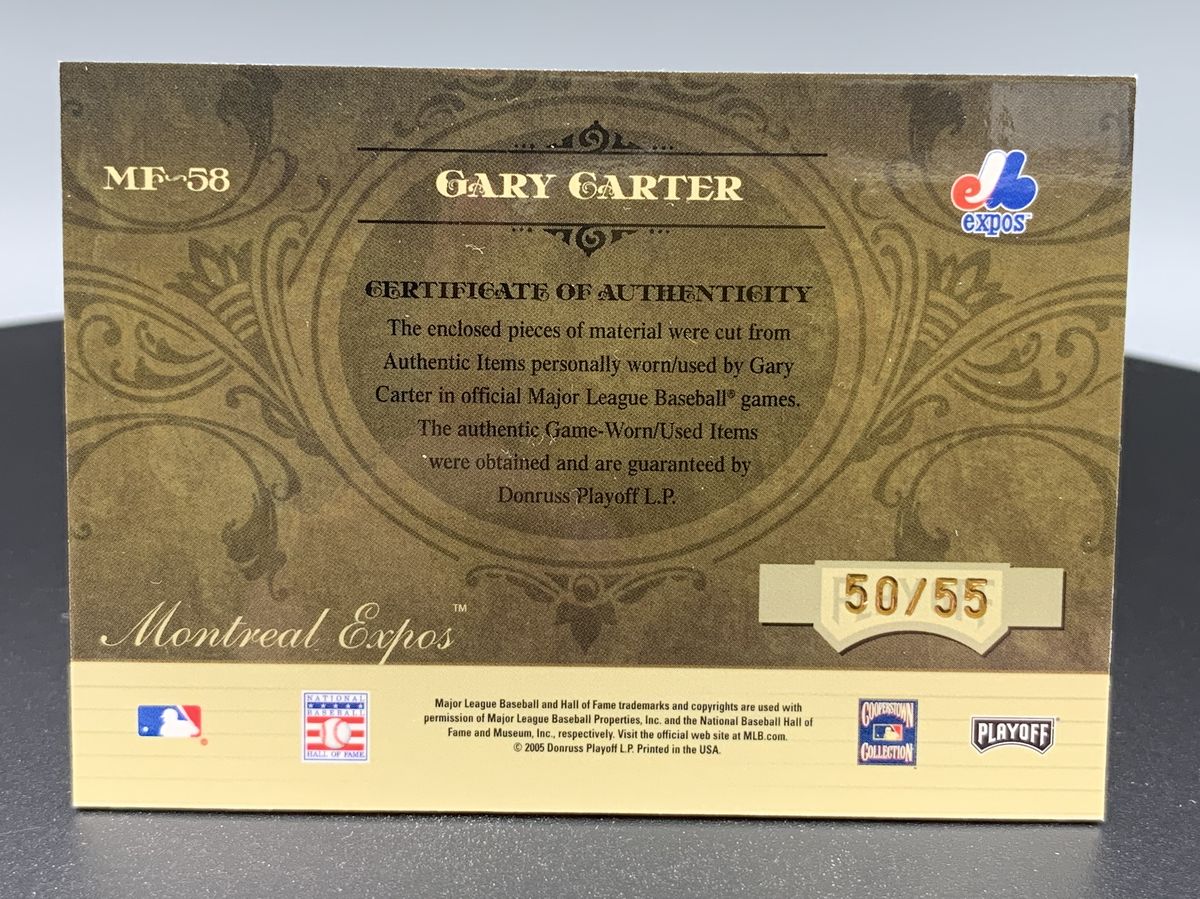 2005 Playoff Absolute Gary Carter Marks of Fame Expos 50/55 #MF-58 Memorabilia