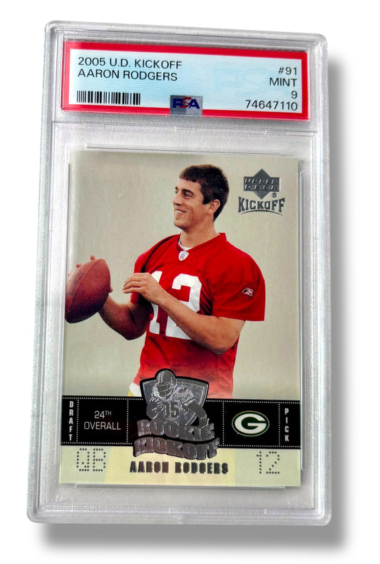 2005 Upper Deck Rookie Kickoff RC Aaron Rodgers PSA 9 - 74647110