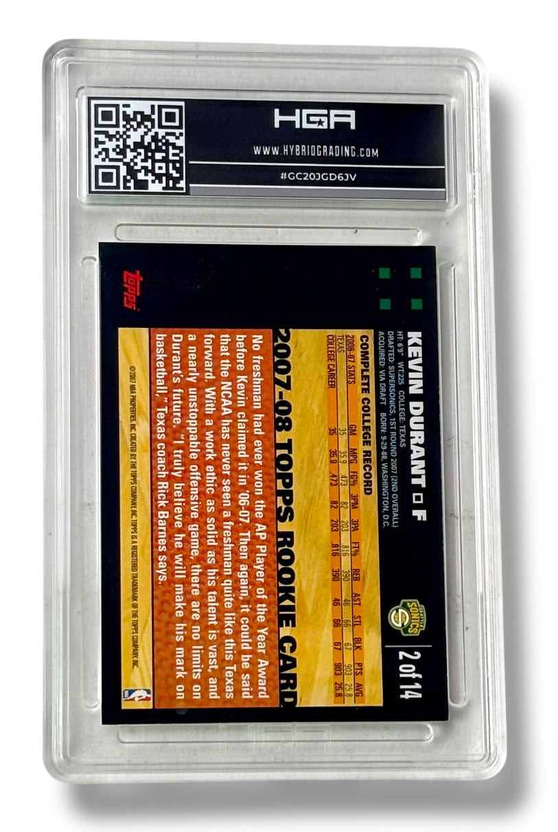 2007 Topps Rookie Set White Kevin Durant #2 HGA 9 Mint - #GC20JGD6JV