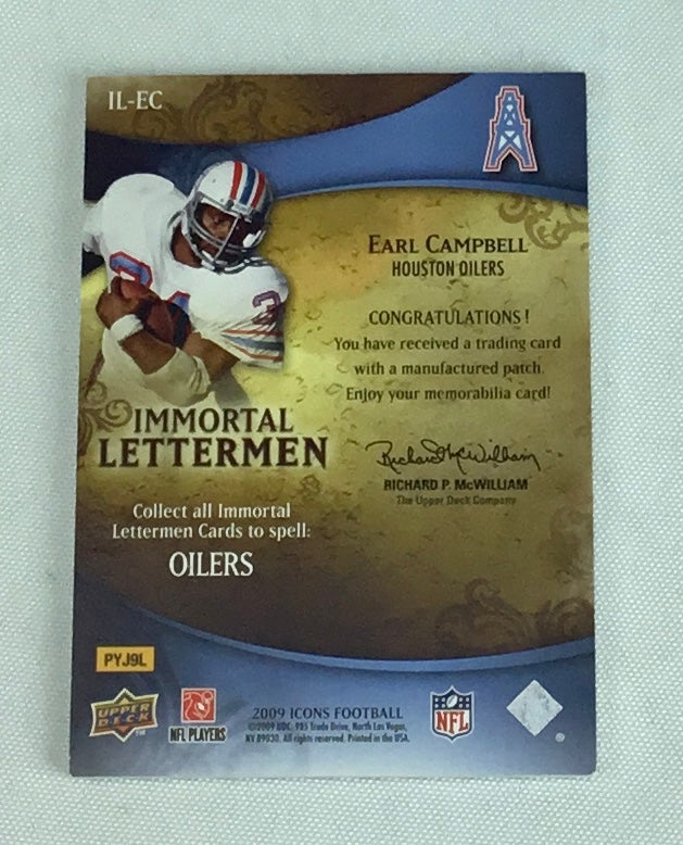 2009 Upper Deck Immortal Letterman Full Set of "Oilers" Earl Campbell /100