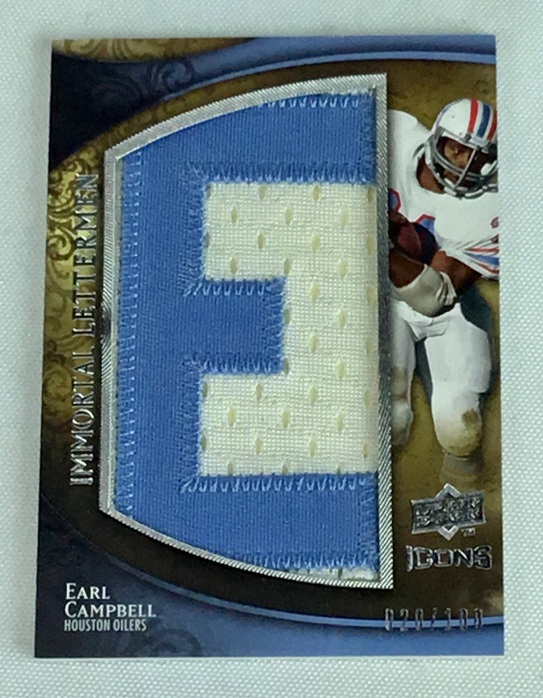 2009 Upper Deck Immortal Letterman Full Set of "Oilers" Earl Campbell /100