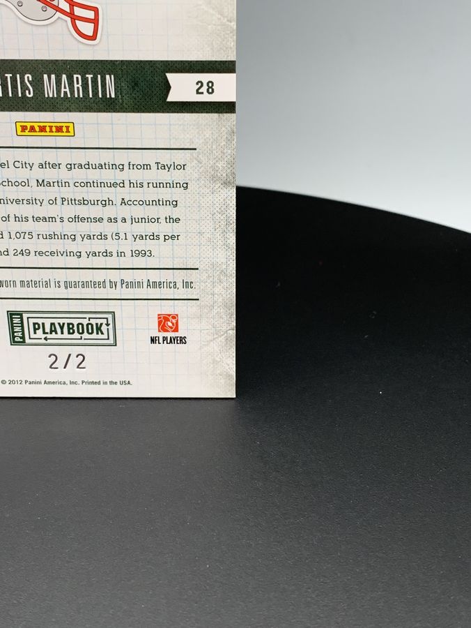 2011 Panini Playbook Grass Roots Materials #98 Curtis Martin/2 Football Card