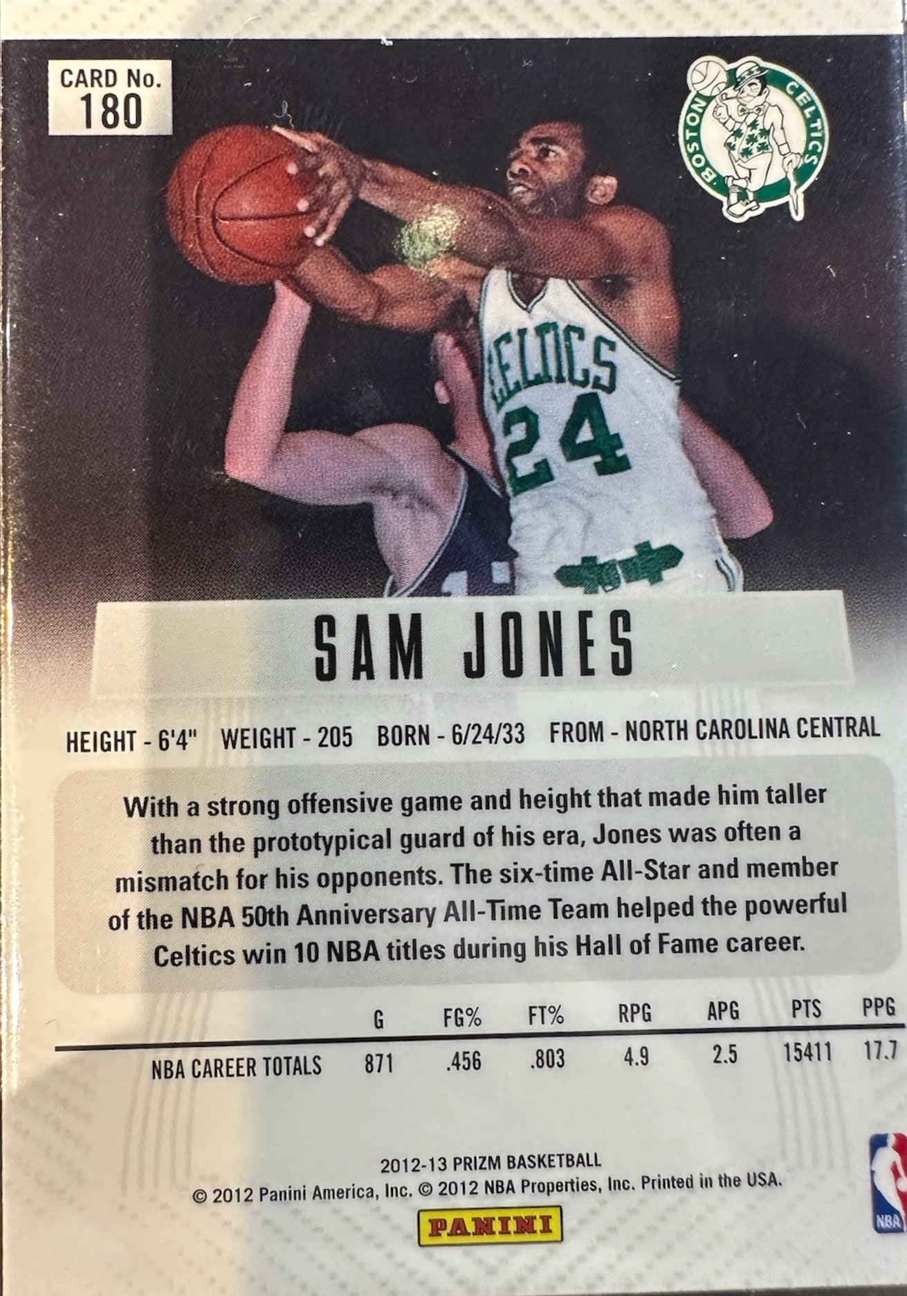 2012-13 Sam Jones Boston Celtics Prizm Refractor card