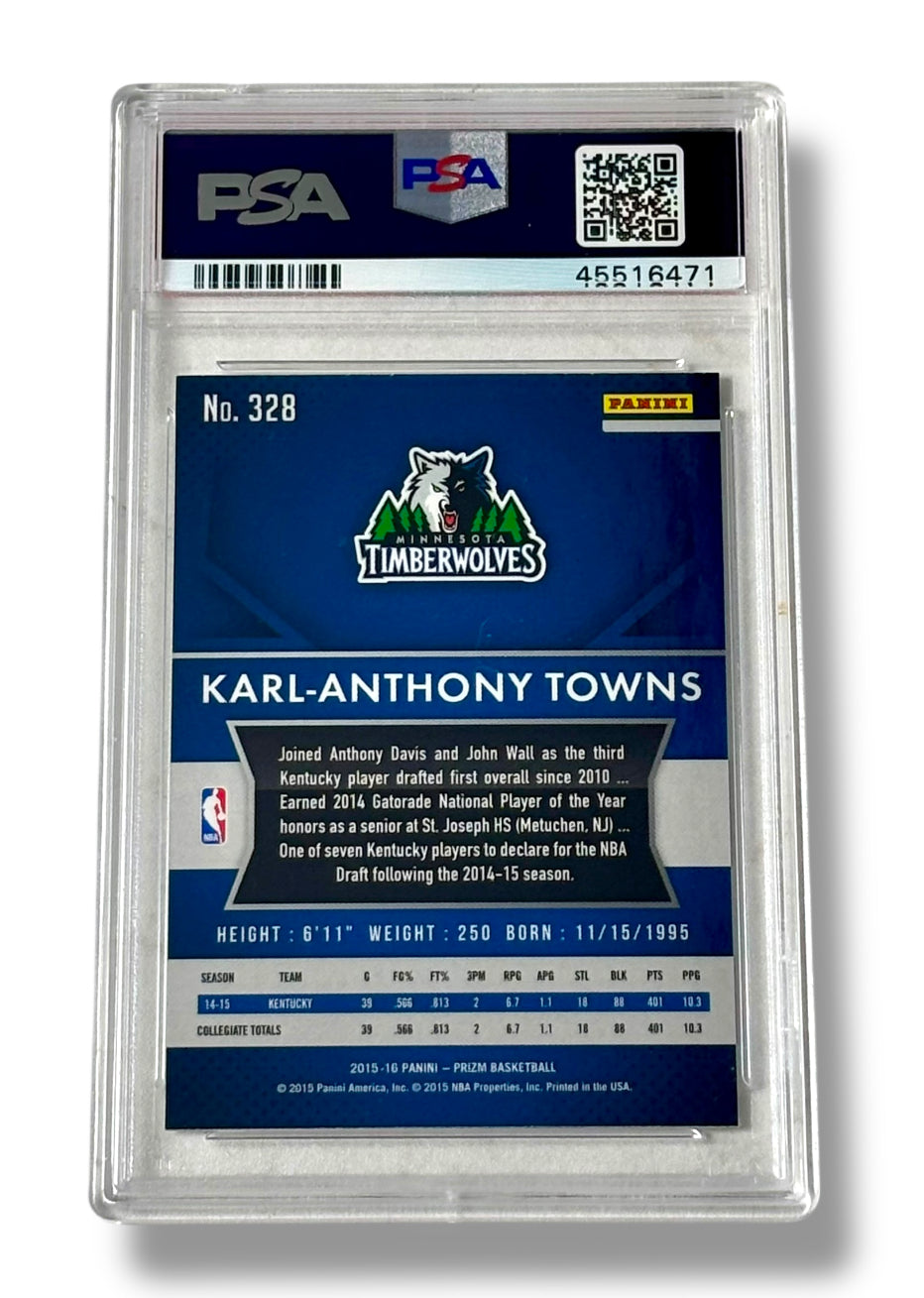 2015 Panini Prizm #328 Karl-Anthony Towns Rookie RC PSA 10 - 45516471