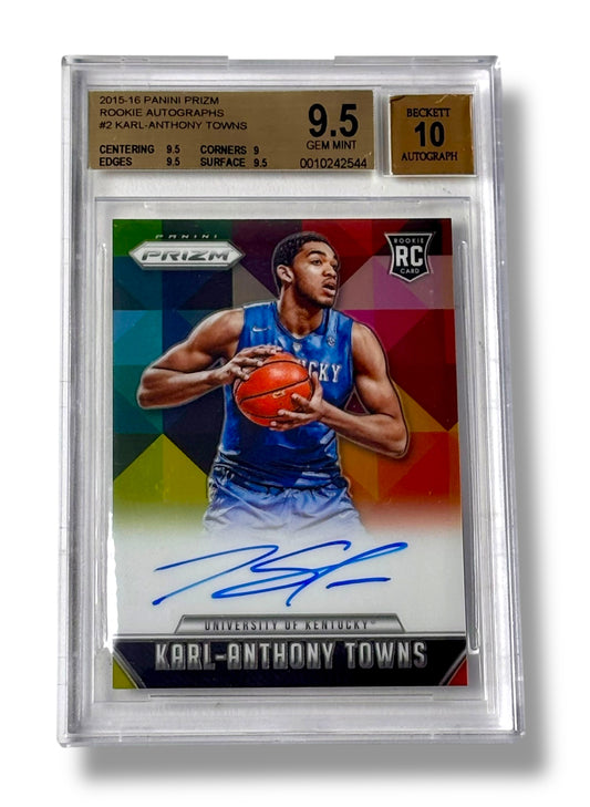 2015 Panini Prizm Basketball Rookie RC Karl-Anthony Towns BGS 9.5 Auto 10 Pop 3! - 0010242544