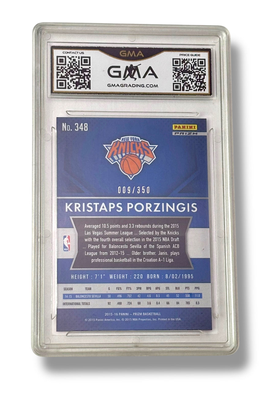 2015 Prizm /350 Red Wave Kristaps Porzingis Rookie RC GMA 10 - 681069184
