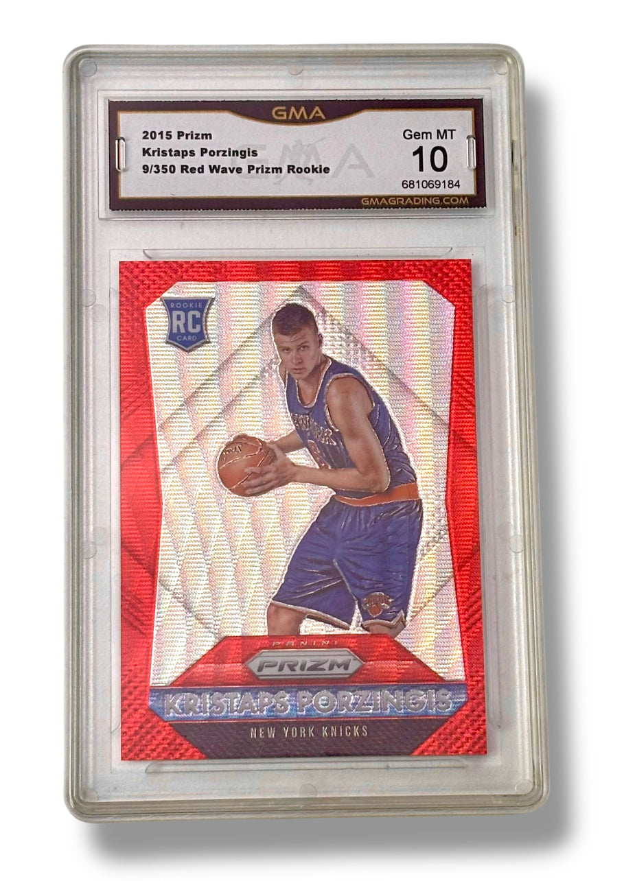 2015 Prizm /350 Red Wave Kristaps Porzingis Rookie RC GMA 10 - 681069184