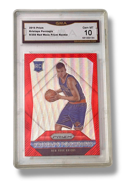 2015 Prizm /350 Red Wave Kristaps Porzingis Rookie RC GMA 10 - 681069184