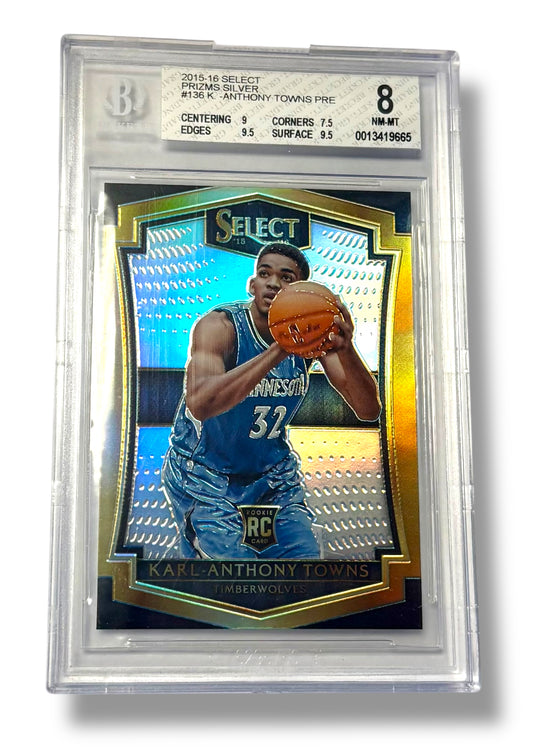 2015 Select Prizm Silver Karl Anthony Towns Rookie RC BGS 8 - 0013419665