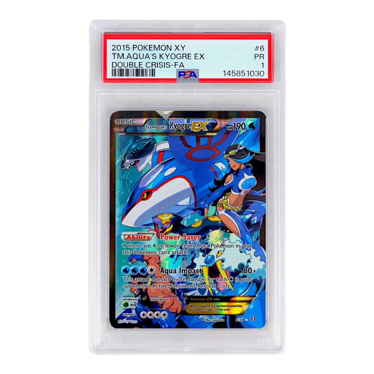 2015 TM. Aqua's Kyogre EX #6 PSA 1