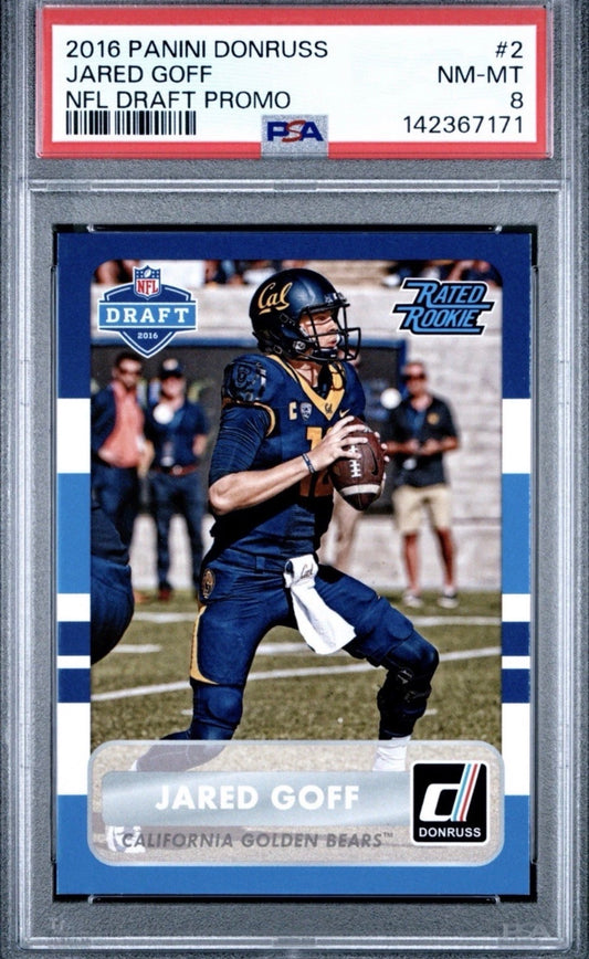 2016 Panini Donruss NFL Draft Promo Rookie RC Pop 10 Jared Goff PSA 8 - 142367171