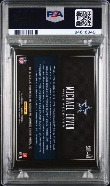 2016 Playbook Michael Irvin Hot Routes Signature /10 Auth Auto PSA 10 Pop 1! - 94616940