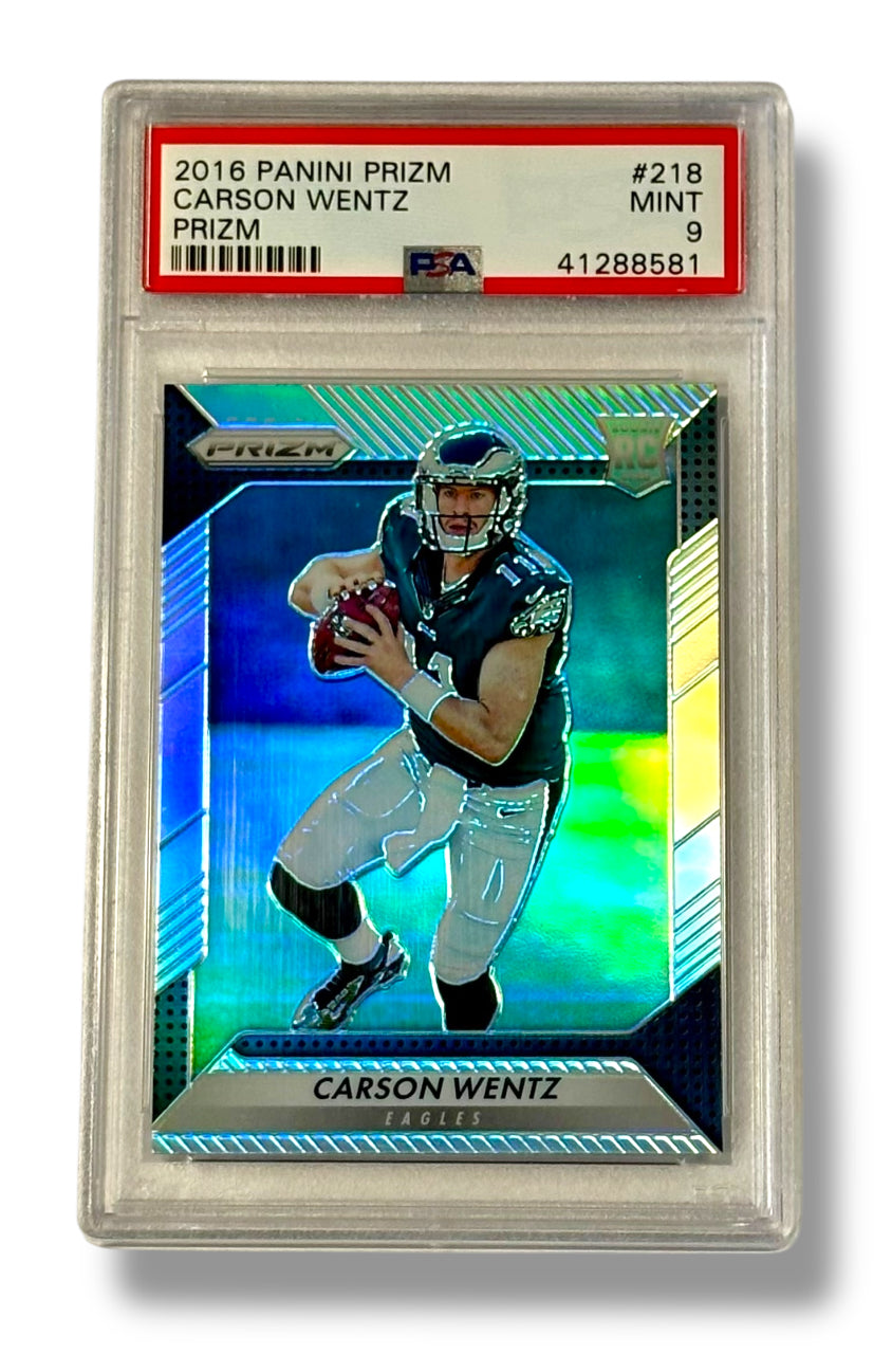 2016 Prizm Silver #218 Carson Wentz Rookie RC PSA 9 Low Pop! Vikings Eagles