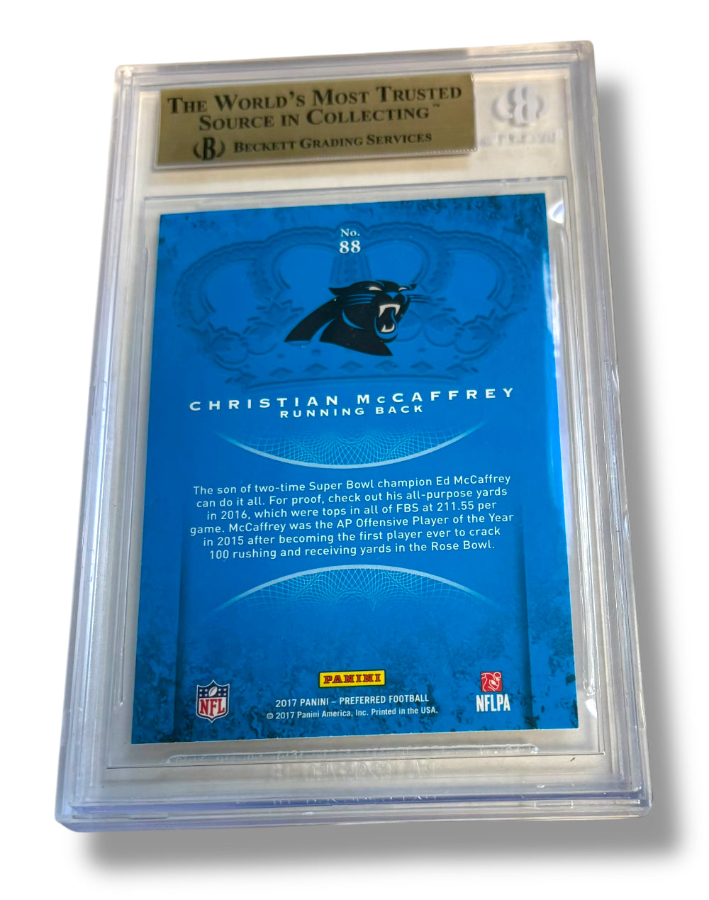 2017 Crown Royale Christian McCaffrey Rookie RC True Gem Mint BGS 9.5 - 0013420119