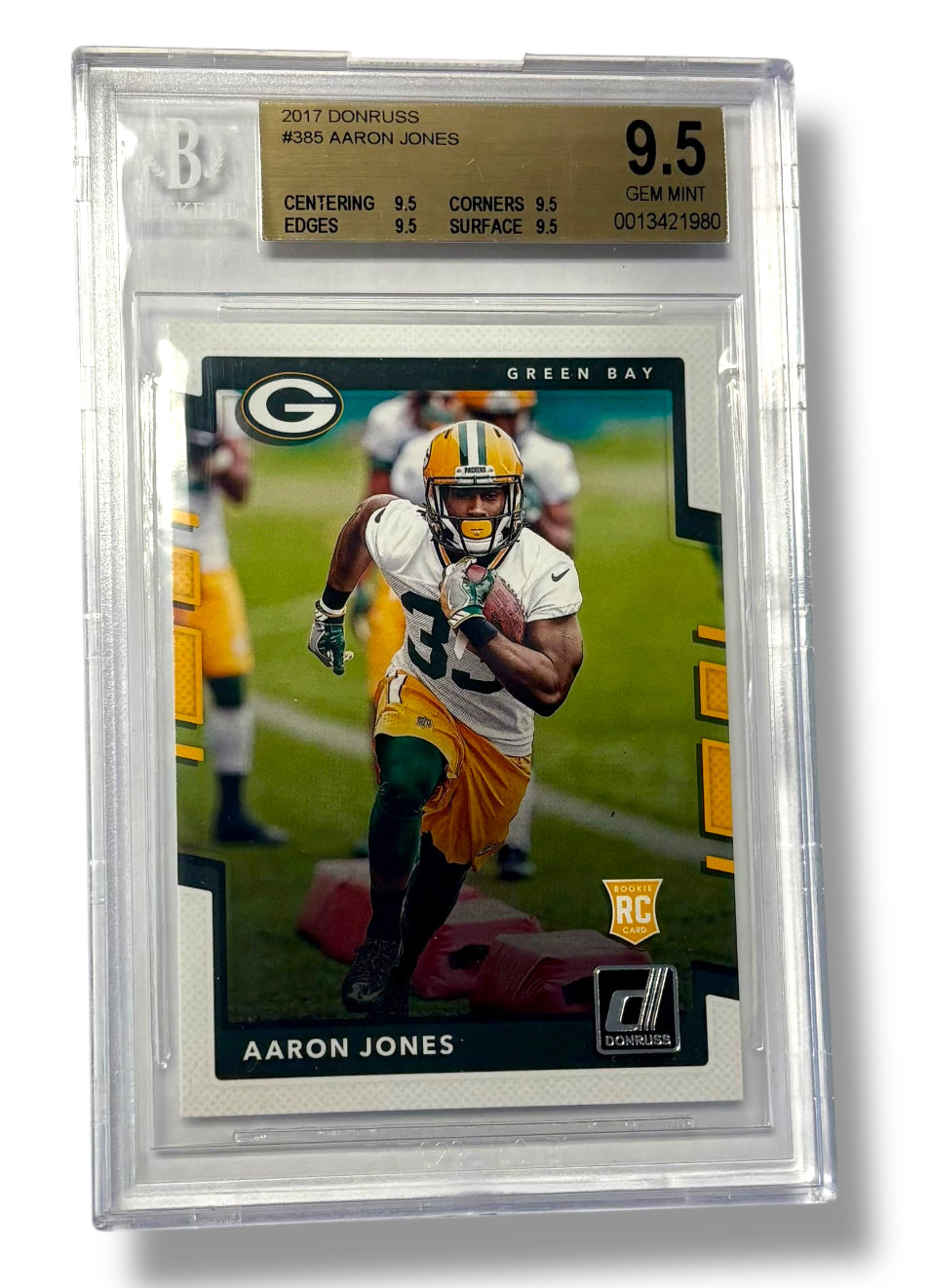 2017 Donruss #385 Aaron Jones Rookie RC BGS 9.5 True Gem Mint - 0013421980