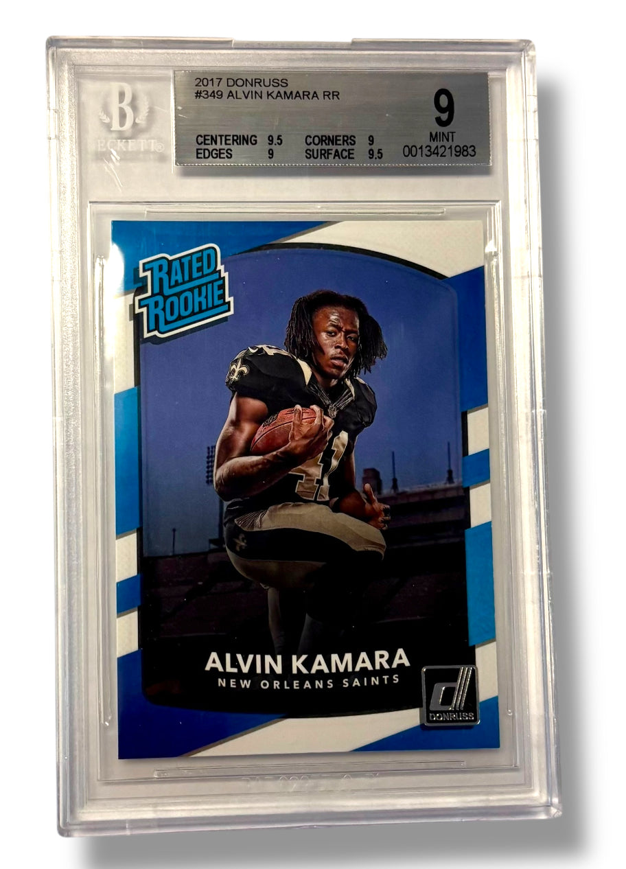 2017 Panini Donruss #349 Rated Rookie Alvin Kamara RC BGS 9 - 0013421983