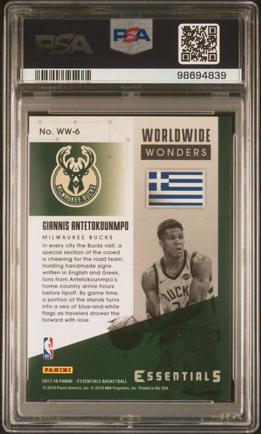 2017 Panini Essentials Worldwide Wonders Giannis Antetokounmpo PSA 8 - 98694839