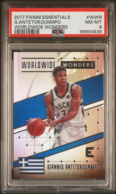 2017 Panini Essentials Worldwide Wonders Giannis Antetokounmpo PSA 8 - 98694839