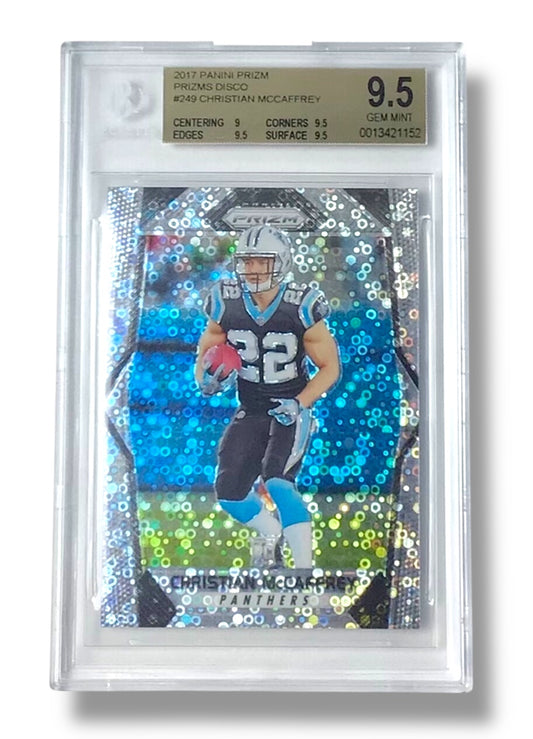 2017 Prizm Disco #249 Christian McCaffrey Rookie RC BGS 9.5