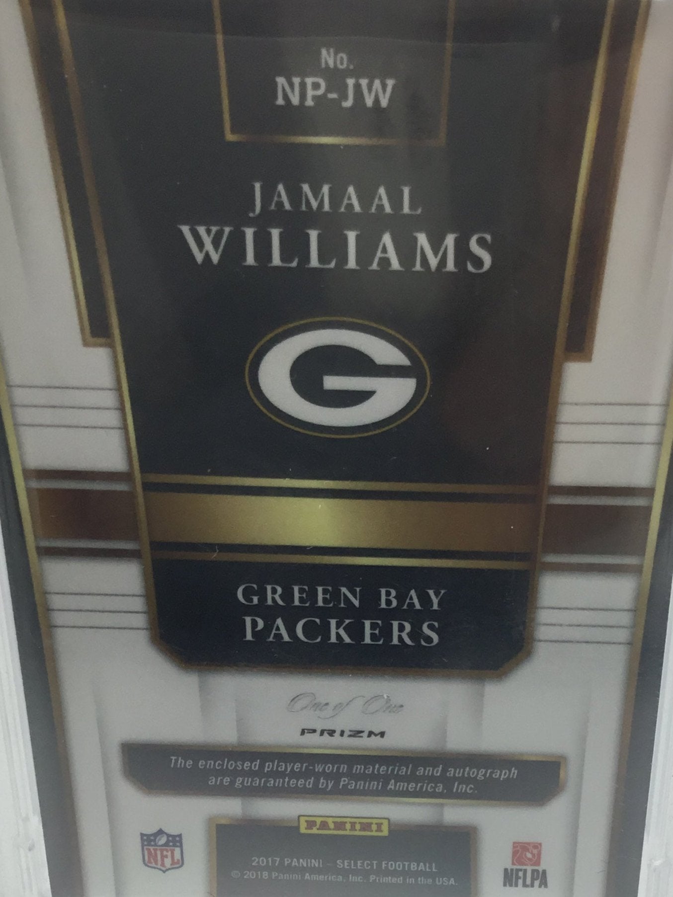 2017 Select Prime Selections Signatures Prizm Black NFL Shield Jamaal Williams 1/1 PSA Mint 9