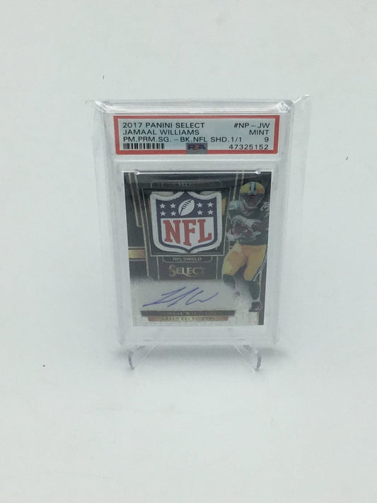 2017 Select Prime Selections Signatures Prizm Black NFL Shield Jamaal Williams 1/1 PSA Mint 9