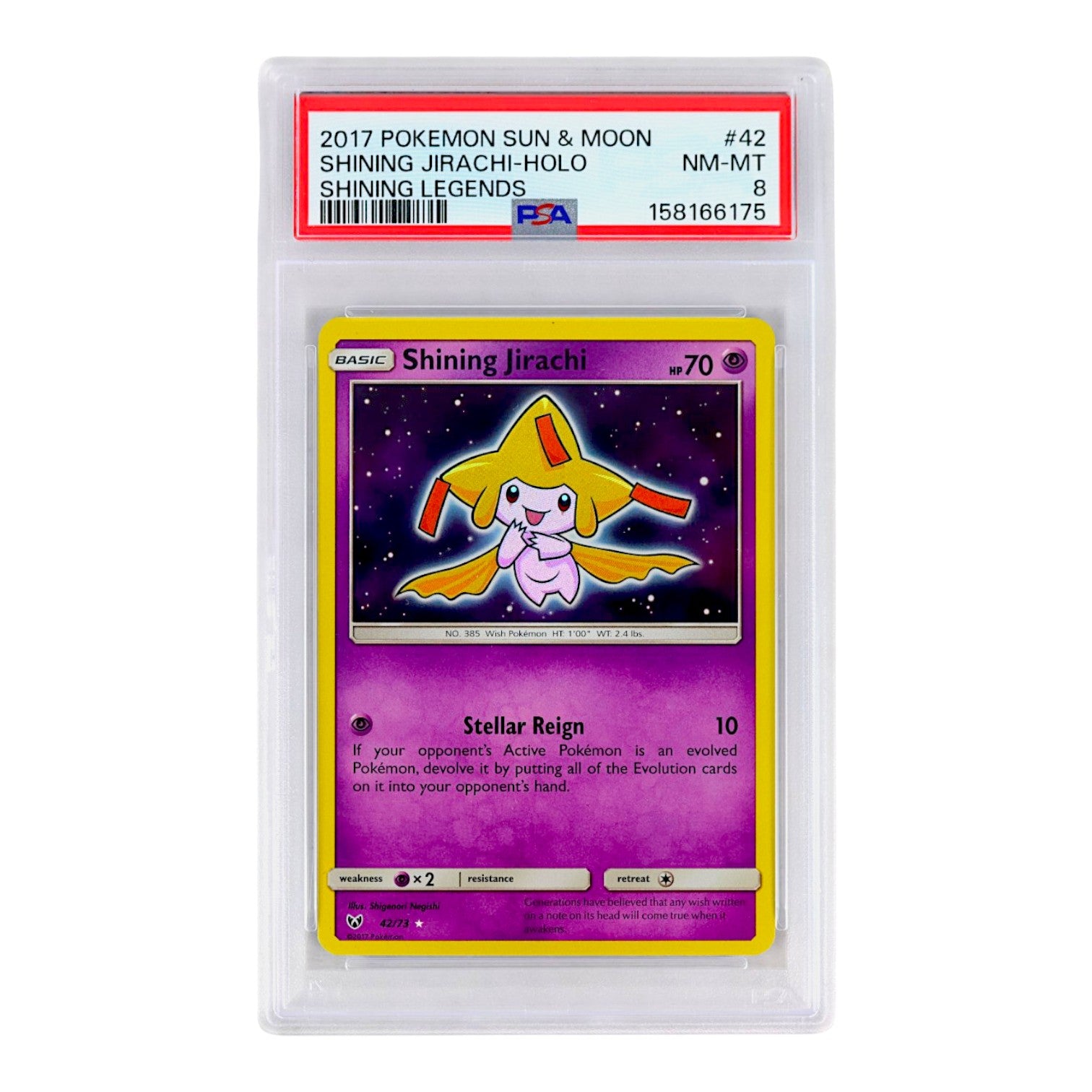 2017 Shining Jirachi-Holo #42 PSA 8