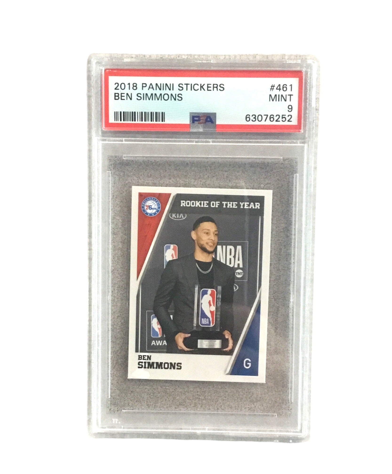 2018-2019 Panini Basketball NBA Stickers #461 Ben Simmons/Rookie of the Year PSA 9