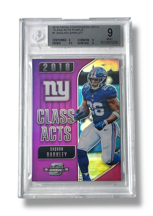 2018 Contenders Optic Class Acts /99 Saquon Barkley RC BGS 9 - 0013420229