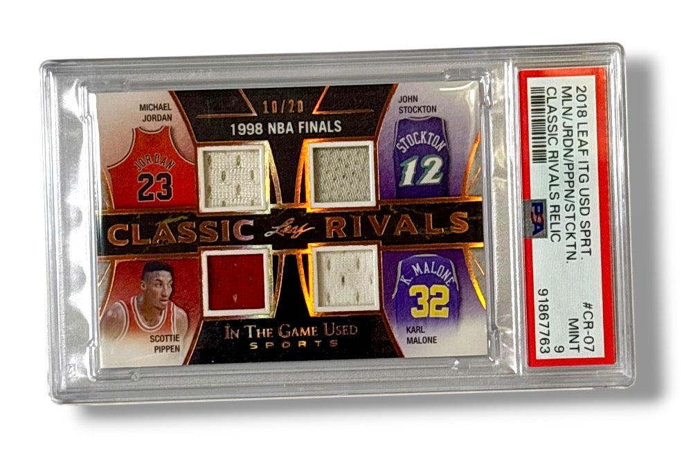 2018 Leaf ITG /20 Game Used Jersey Jordan Pippen Stockton Malone NBA Finals PSA 9
