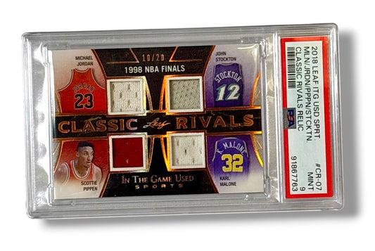 2018 Leaf ITG /20 Game Used Jersey Jordan Pippen Stockton Malone NBA Finals PSA 9