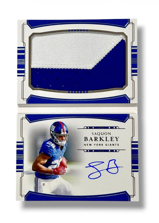 2018 National Treasures Rookie RC Jumbo 2 Color Patch Booklet /99 Saquon Barkley Auto