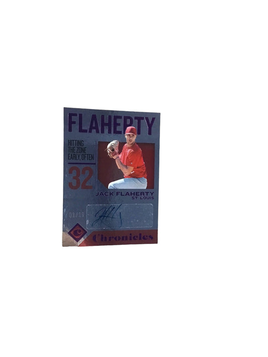 2018 Panini Chronicles Jack Flaherty Auto Purple #CA-JF 1/10