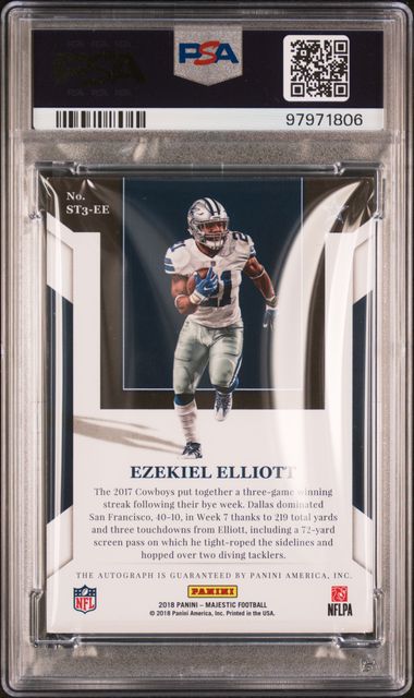 2018 Panini Majestic Ezekial Elliott /10 Signature Tier 3 Authentic Auto PSA 9 - 97971806