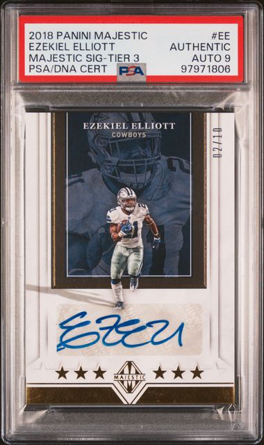 2018 Panini Majestic Ezekial Elliott /10 Signature Tier 3 Authentic Auto PSA 9 - 97971806