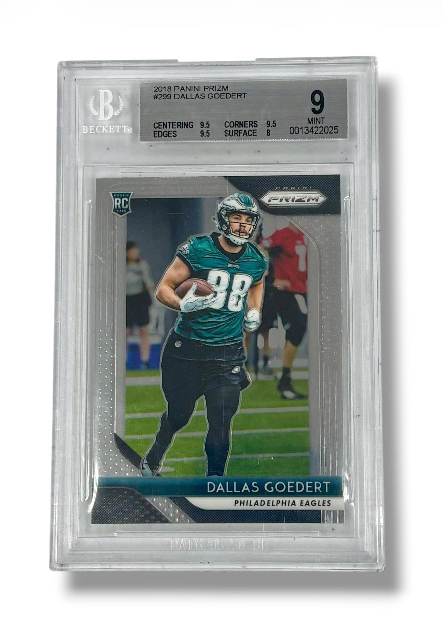 2018 Panini Prizm #299 Dallas Goedert Rookie RC BGS 9 Mint - 0013422025