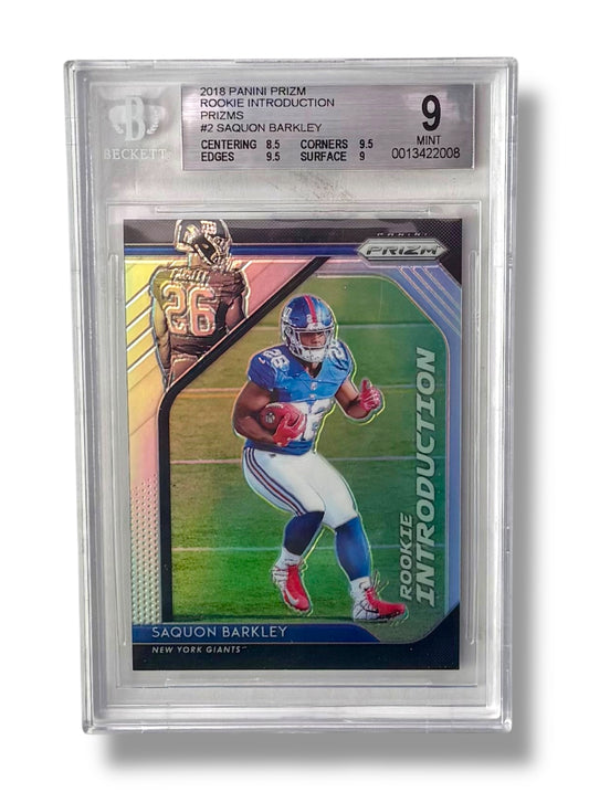 2018 Panini Prizm Rookie Introduction Silver Saquon Barkley RC BGS 9 - 0013422008
