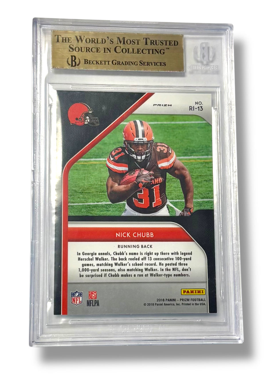 2018 Panini Prizm Silver Nick Chubb Rookie Introduction Rookie RC BGS 9.5 - 0013418971