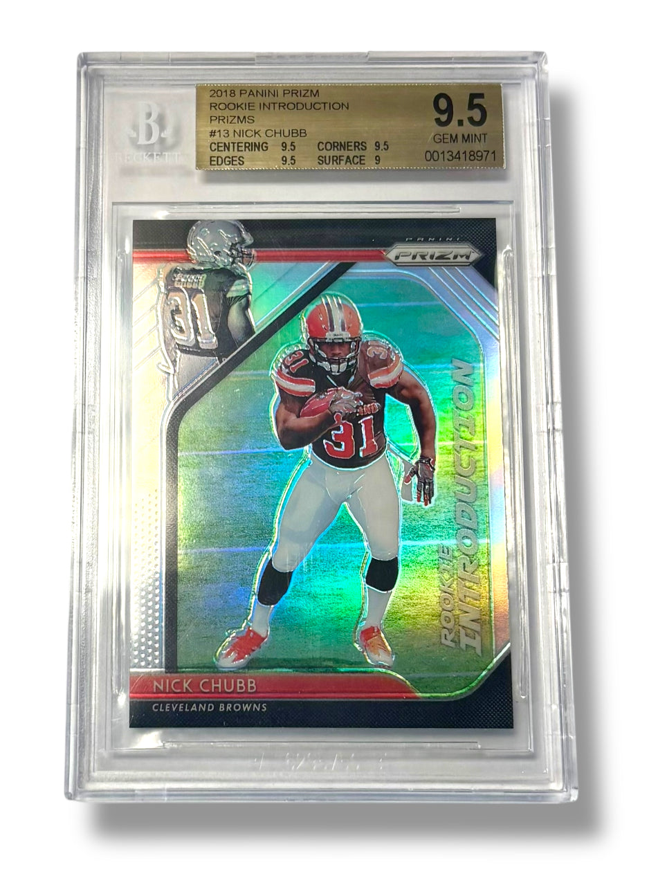 2018 Panini Prizm Silver Nick Chubb Rookie Introduction Rookie RC BGS 9.5 - 0013418971
