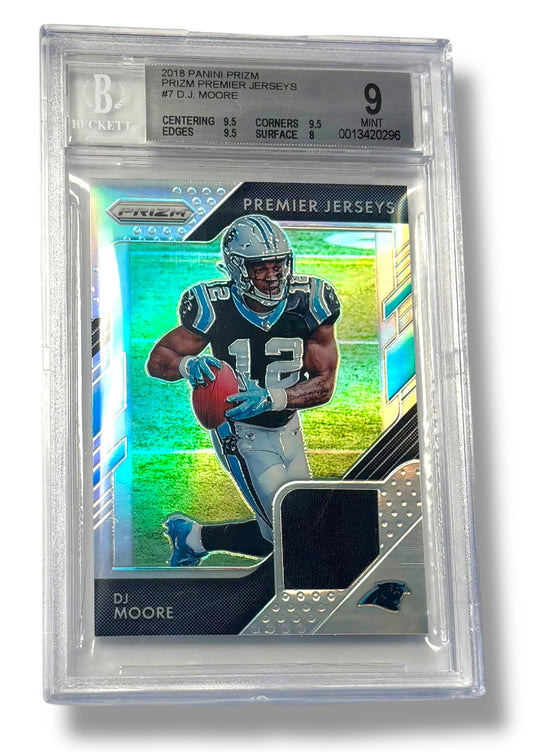 2018 Panini Prizm Silver Premier Jerseys RC Rookie DJ Moore BGS 9 - 0013420296