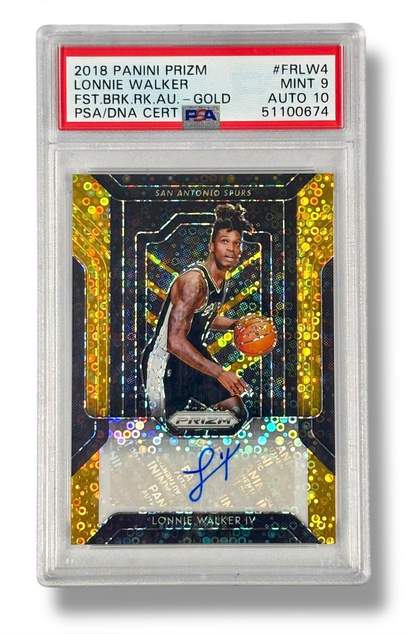 2018 Prizm Fast Break Gold /10 Lonnie Walker Rookie RC PSA 9 Auto 10 - 51100674