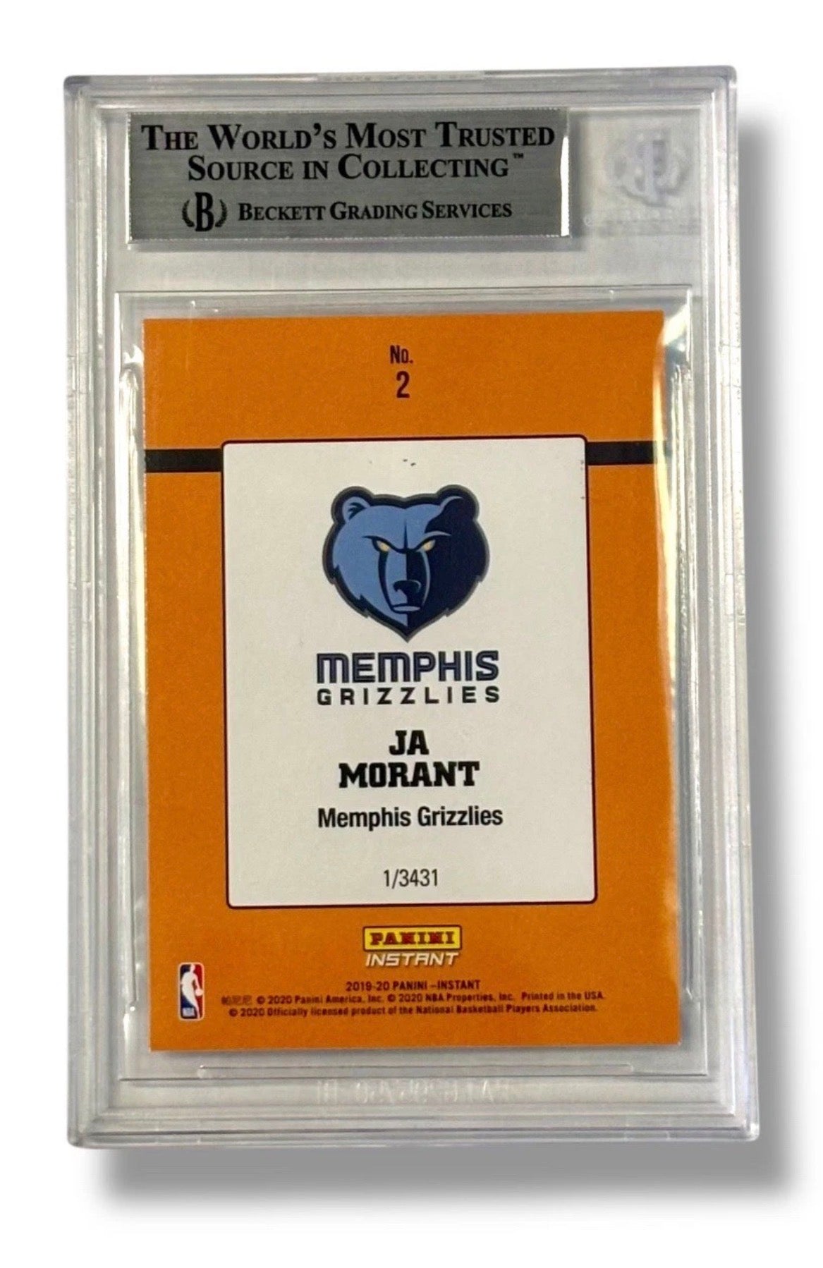 2019 Instant Rated Rookies 1989 /3431 Ja Morant RC Rookie BGS 9 - 0013418796